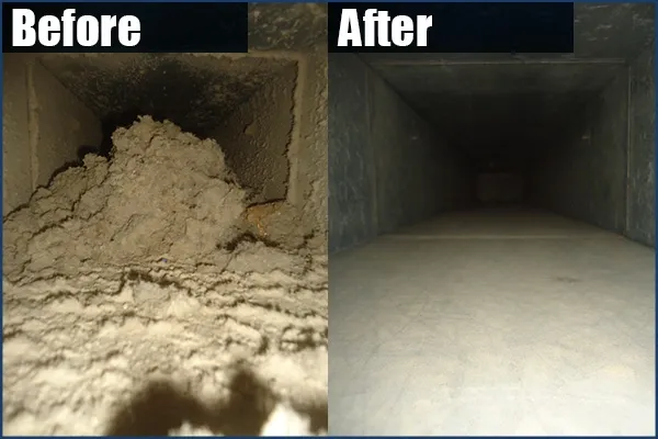 Duct cleaning before and after